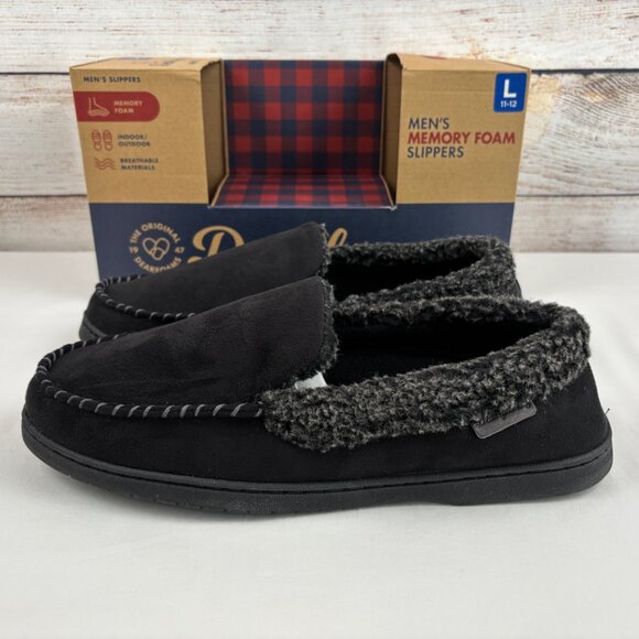Dearfoams Memory Foam Men's Slippers Black Size Large 11-12 - Picture 1 of 10